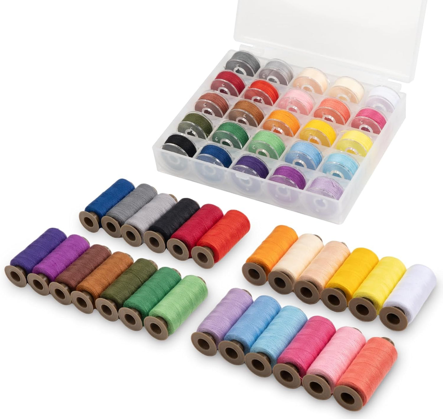 50 Pcs 25Color Sewing Machine Thread & Prewound Bobbins Size A, 500 Yard Thread for Sewing Machine, Sewing Threads for Sewing Machine Hand DIY Beginners, Stitching, Home
