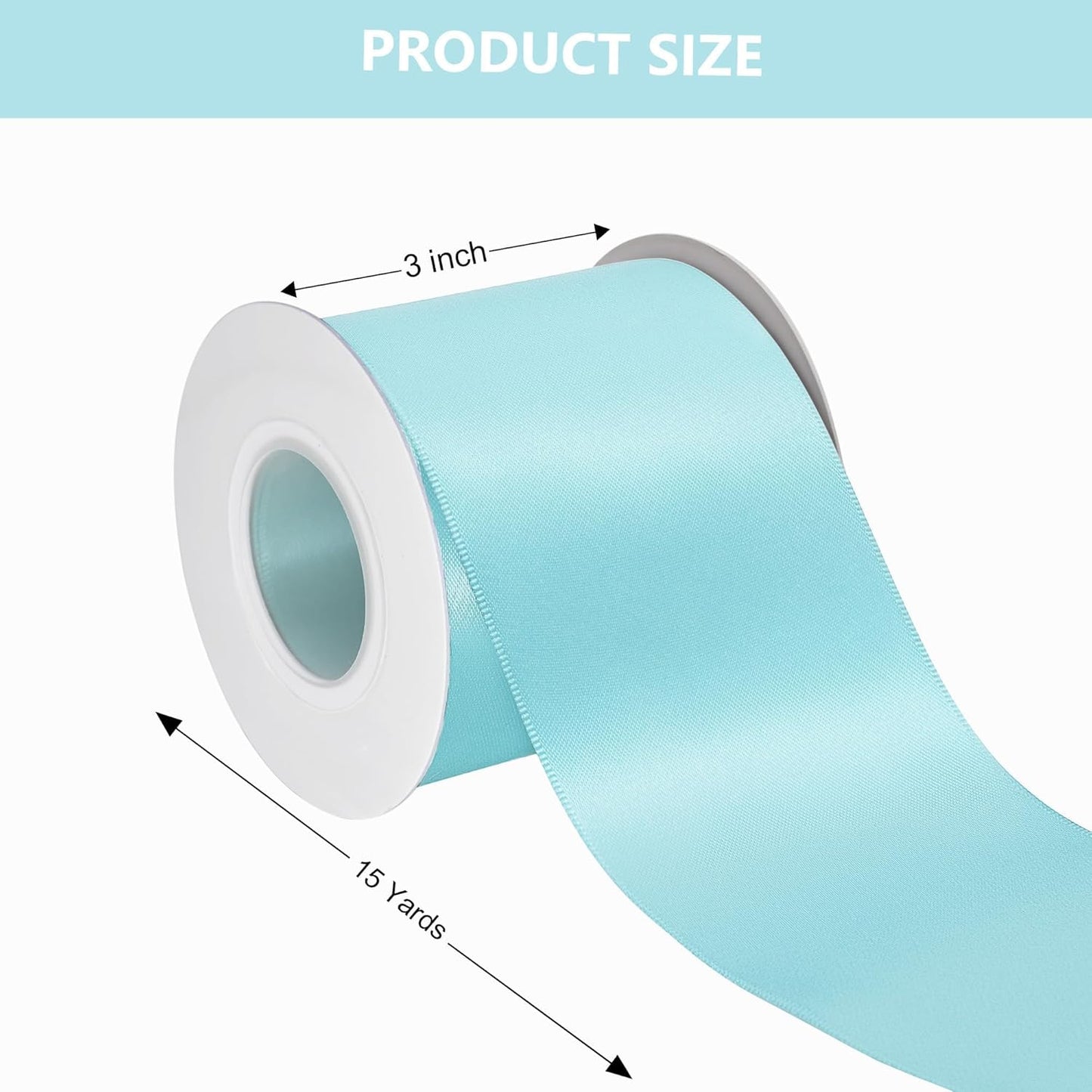 Lt Blue Satin Ribbon 3 Inch X 15 Yards Solid Color Double Faced Ribbons Perfect for Crafts Wedding Decor Bow Making Arts Sewing and More