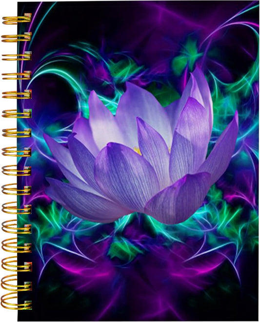 iampanda Spiral Journal Notebook,Chic Floral Strong Twin-Wire Binding with Premium Paper for Girl Women,60 Sheets A5 College Ruled Notebook/Journal,Perfect for School Office Home Gifts,Blue Purple