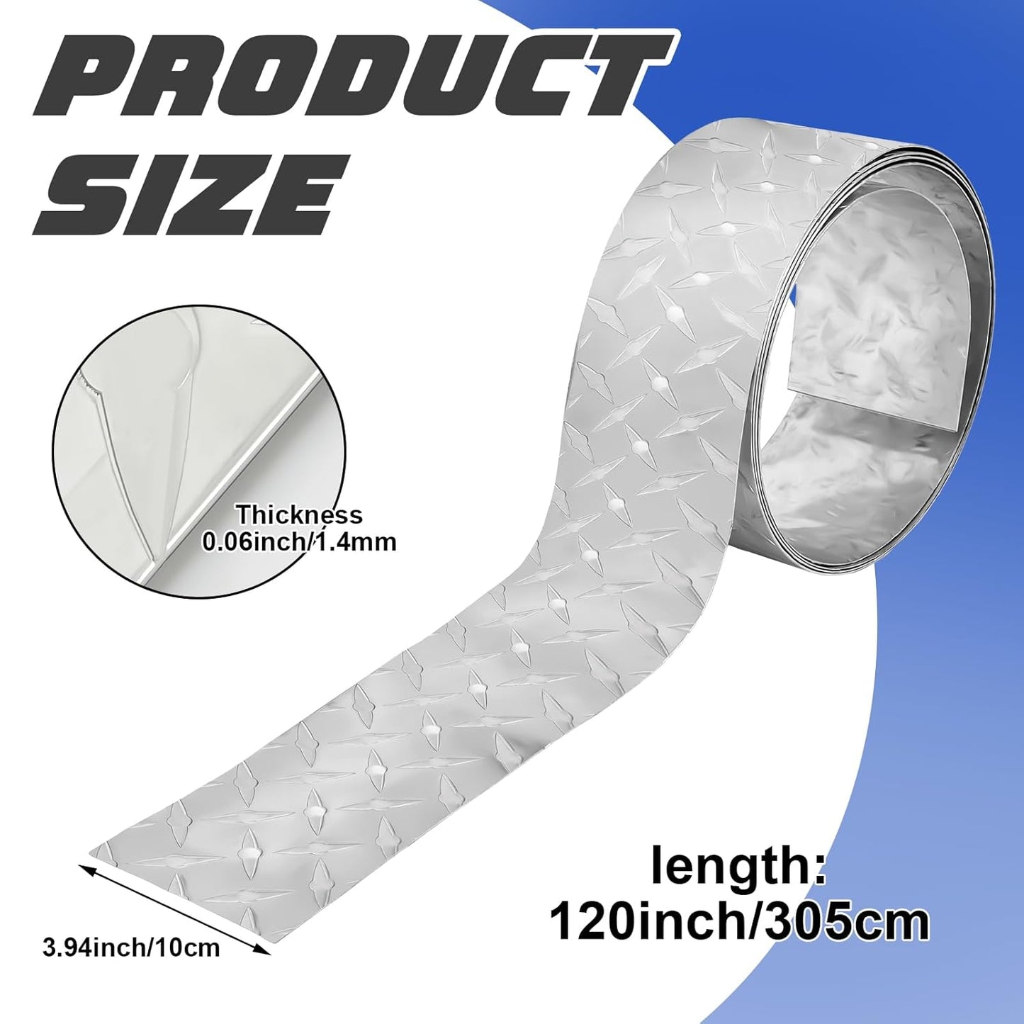 Diamond Plate Sheet Metal Heavy Duty Tread Aluminum Sheet Diamond Tread Plate for Wall Covering, Cargo Trailer, RV and More(24 x 96 Inch,Silver)