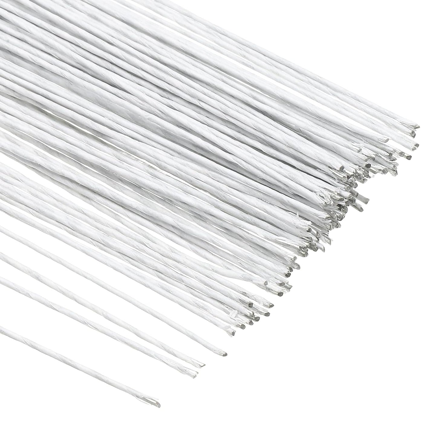 PATIKIL 20 Gauge 16" Floral Stem Wire, 100 Pcs Paper Wrapped Iron Artificial Flower Stem Accessories for DIY Bouquet Stem and Craft Decoration, White