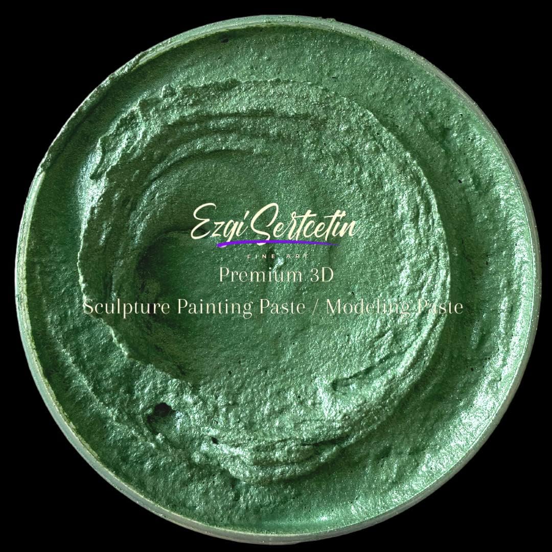 3D Sculpture Painting Paste|Texture Paste|Decorative Plaster|Unique Colors|Ideal for Artwork|Stencil|Flowers|Texture|Art Relief| 6 oz (Metallic Green)