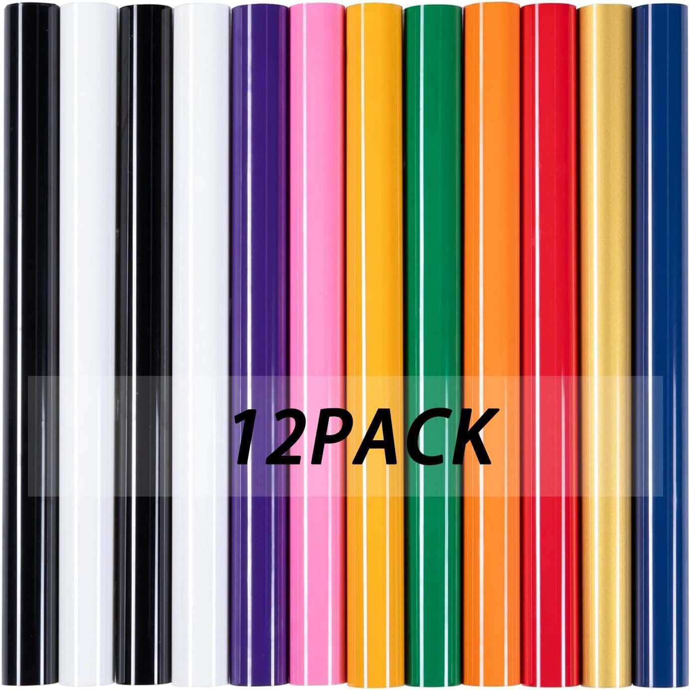 HTVRONT HTV Heat Transfer Vinyl -13 Pack HTV Vinyl, 12" x 10" Iron on Vinyl for T Shirts, 10 Assorted Premium Colors Heat Transfer Vinyl for All Cutting Machines