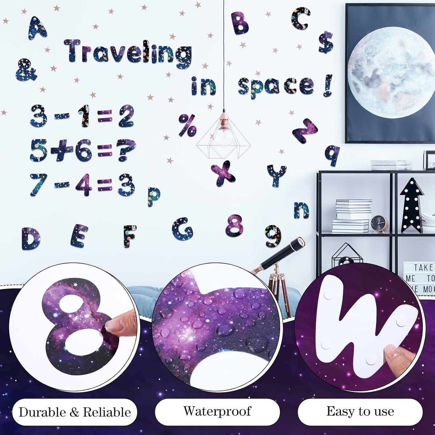 221 Pcs Bulletin Board Letters Round Alphabet Number Punctuation Symbol Combo Letter Cutouts Classroom Decoration for School Classroom Chalkboard Poster Board(Space Round)