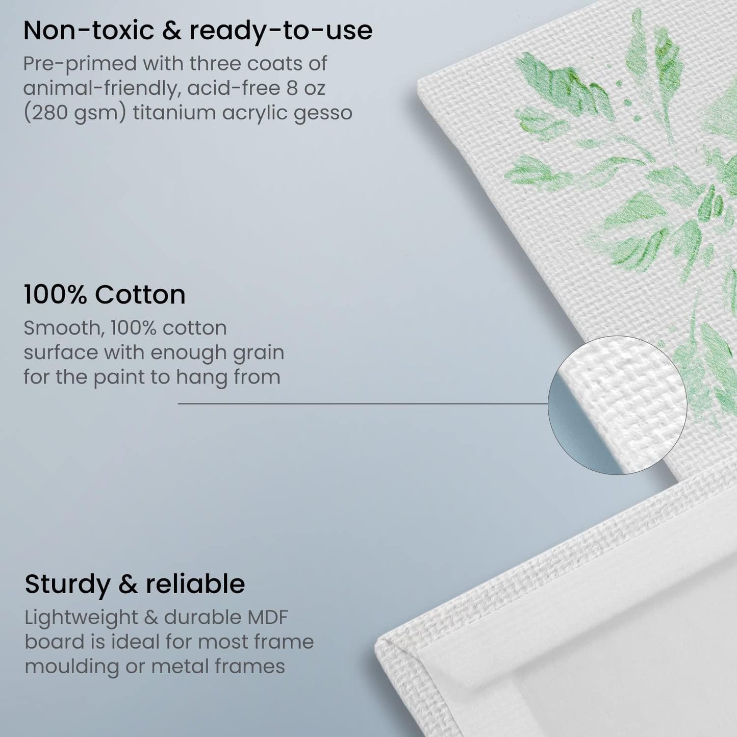 ARTEZA Canvas Boards for Painting, 5 x 7 Inches, Pack of 14, Blank White Small Canvas Panels for Acrylic, Oil and Gouache Painting