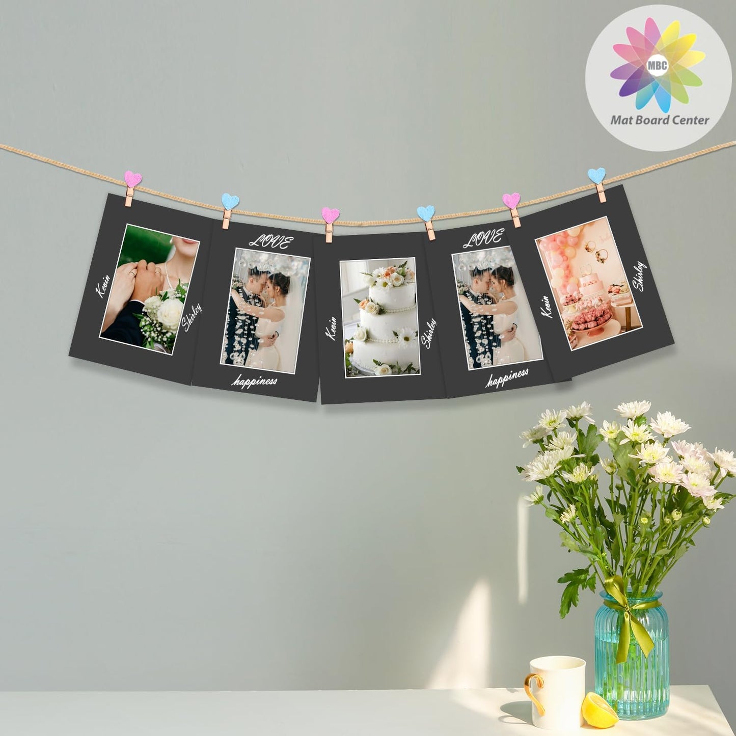 MBC Mat Board Center, 5 Pack 6x8 for 4x6 Black Picture Mats Frame Mattes, Bevel Cut, Acid Free, 4-ply Thickness