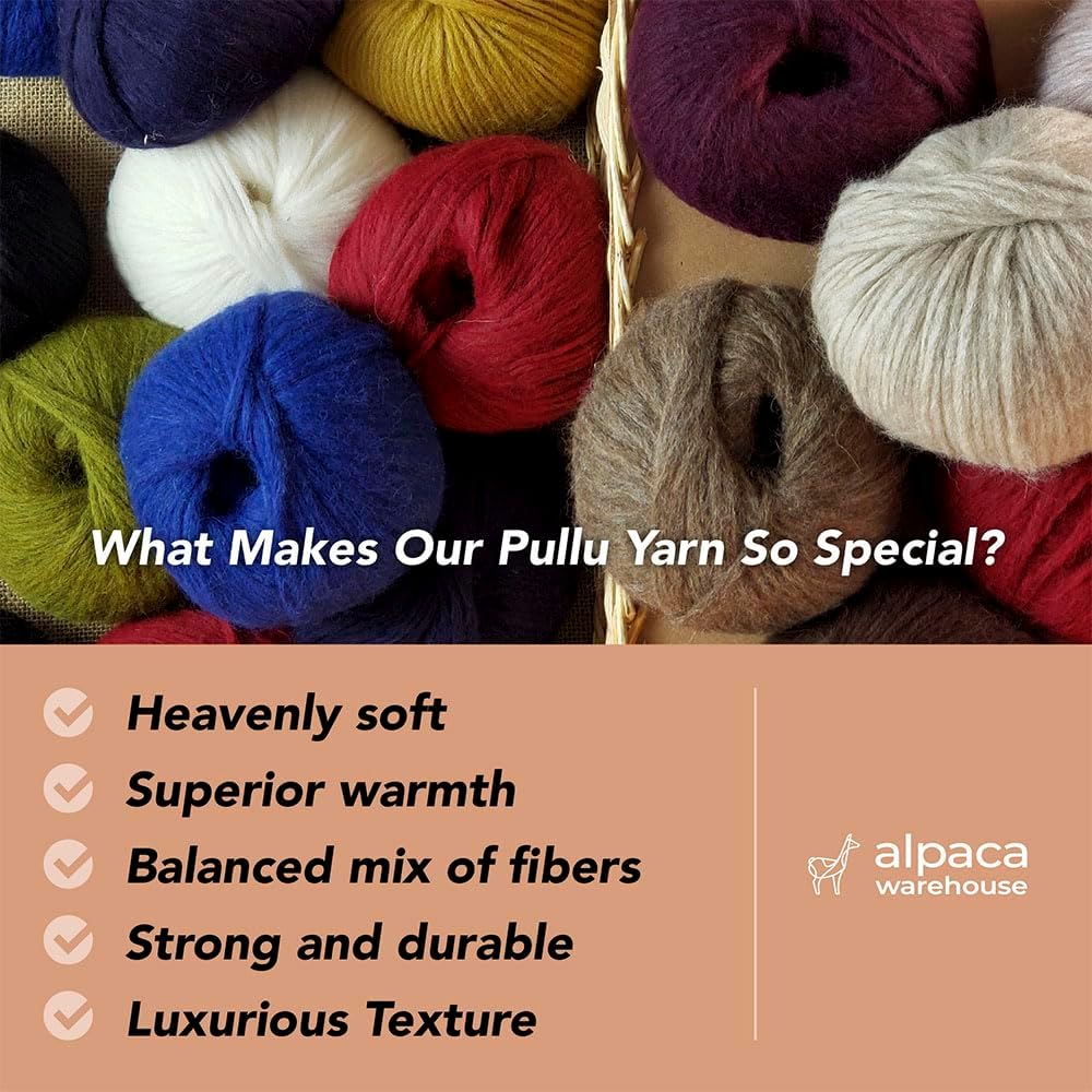 Pullu - Baby Alpaca Merino Wool Yarn Set of 3 Skeins (150 Grams) Worsted Weight - Sourced Directly from Peru - Heavenly Soft and Perfect for Knitting and Crocheting (Leaf Green)