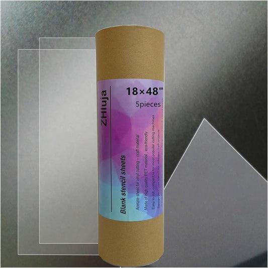 Clear Craft Plastic Sheets, Blank Stencil 18" x 48" 5 Strong and Flexible Transparent Acetate Mylar Sheet for Cricut
