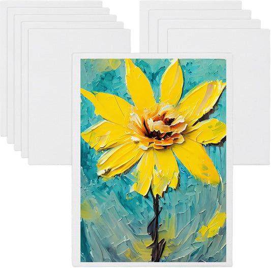 MECCANIXITY Canvas Boards for Painting, 7x9 Cotton Blank Primed Art Canvas Panels Acid-Free for Painting Supplies Oil Acrylic Tempera Watercolor Pouring Paint Artists(White, Pack of 10)