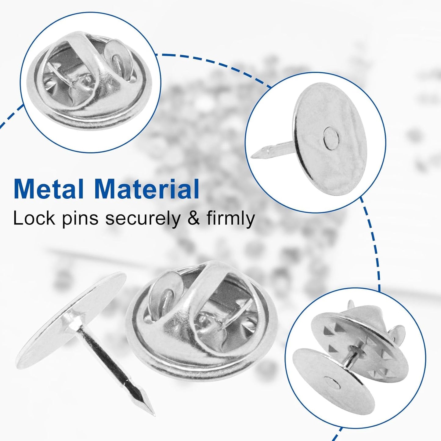 50 Set Pin Backs, Blank Pins Scatter Butterfly Clutch Pin Holder Enamel Pin Locking Backs Tie Tacks Jewelry Pin Backings Clasp for Brooch Lapel Hat Uniform Badges Tie Tack (10mm, Silver)