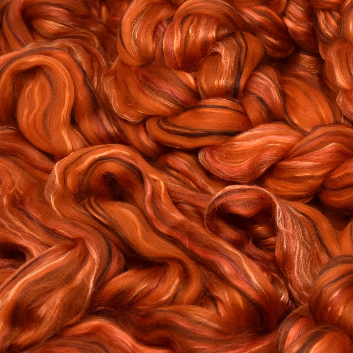 Merino Silk Luxe Tonal Designer Blend. Superfine Merino, Mulberry Silk, Tussah Silk. Top Roving for Spinning or Felting. Amber Glow 1oz