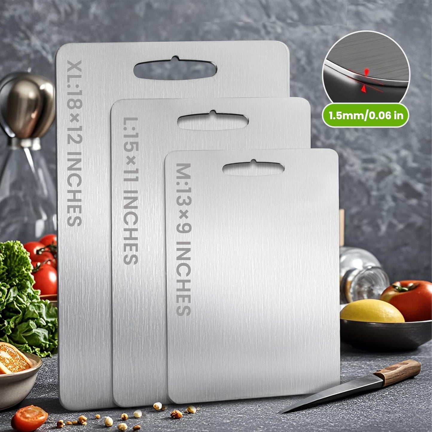 2Pack Titanium Cutting Board, 2025 New Upgrade 100% Pure Titanium Cutting Boards for Kitchen, Hygiene & Durability Non Stick Chopping Board, Double sided Cutting Board, Easy to Clean (13 * 9)