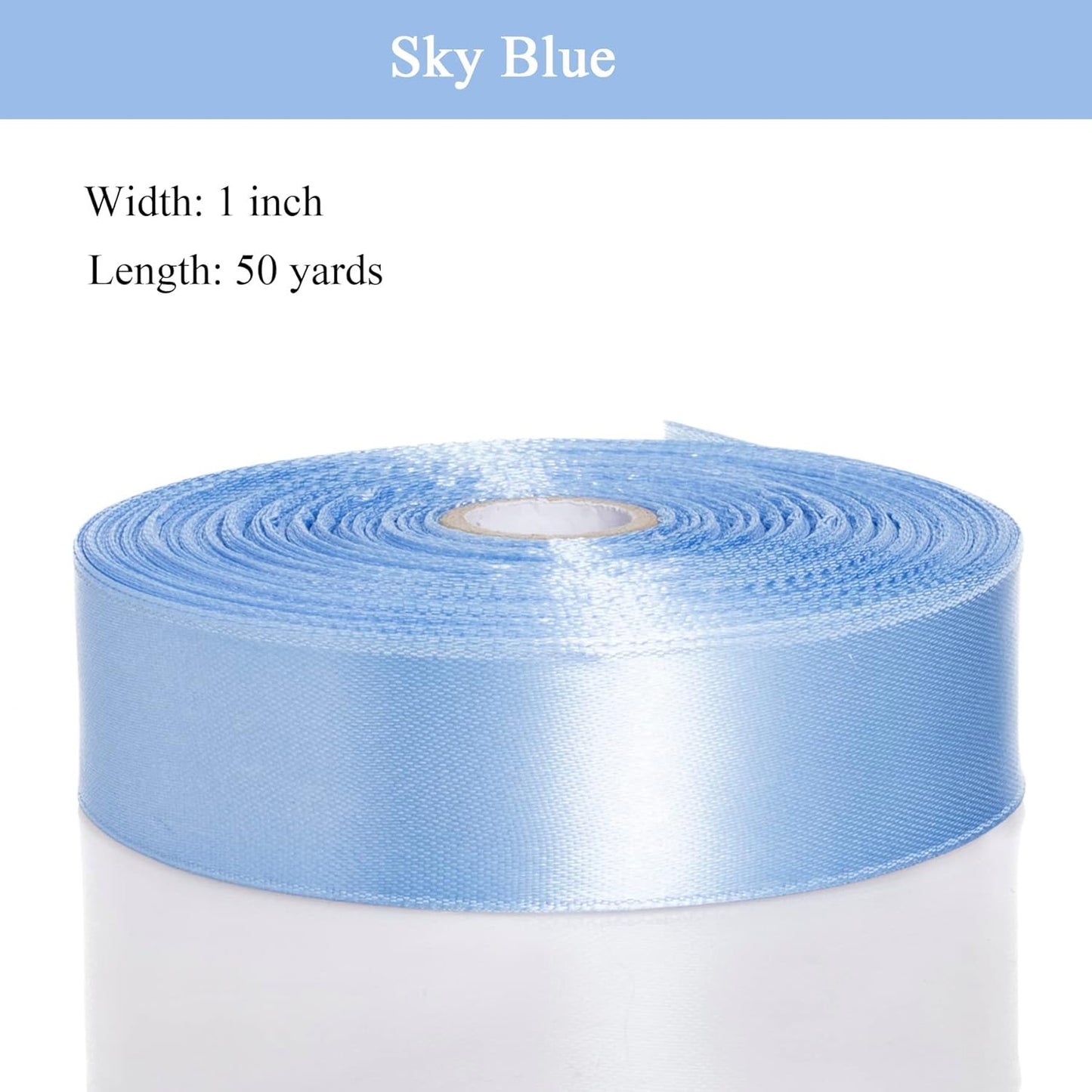 1 Inch Sky Blue Solid Satin Ribbon, 50 Yards Craft Fabric Ribbon for Gift Wrapping Floral Bouquets Wedding Party Decoration