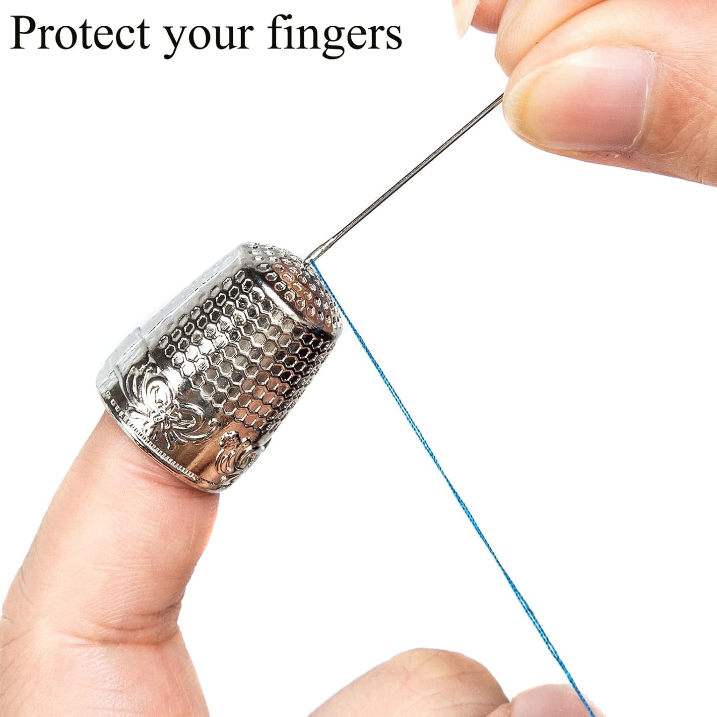 J.CARP 4Pcs Sewing Thimble, Silver Color Sewing Thimble Finger Protector, Finger Shield Fingertip Thimble Sewing Quilting Craft, Accessories DIY Sewing Tools