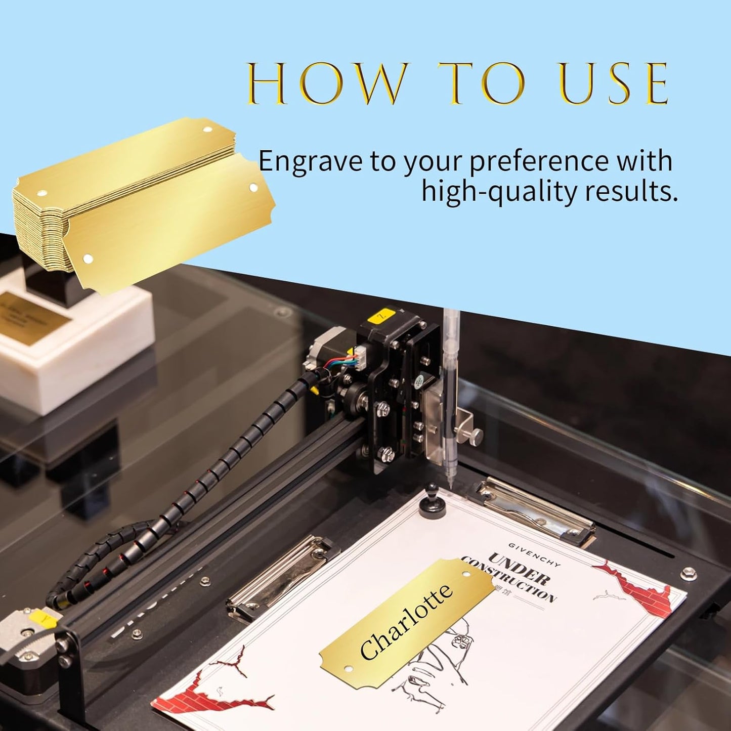 40 Pcs Name Plates Laser Engraved Solid Brushed Metal Plate with 100 pcs Screws Tag Frame Name Custom Name Personalized Plaque Blank Label with Screws and Adhesive Backing for DIY (1'' X 3'')