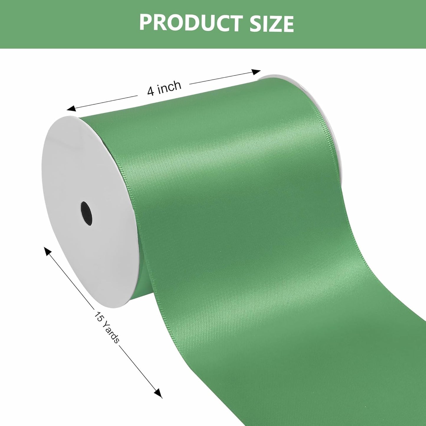 Sage Green Satin Ribbon 4 Inch X 15 Yards Solid Color Double Faced Ribbons Perfect for Crafts Wedding Decor Bow Making Arts Sewing and More