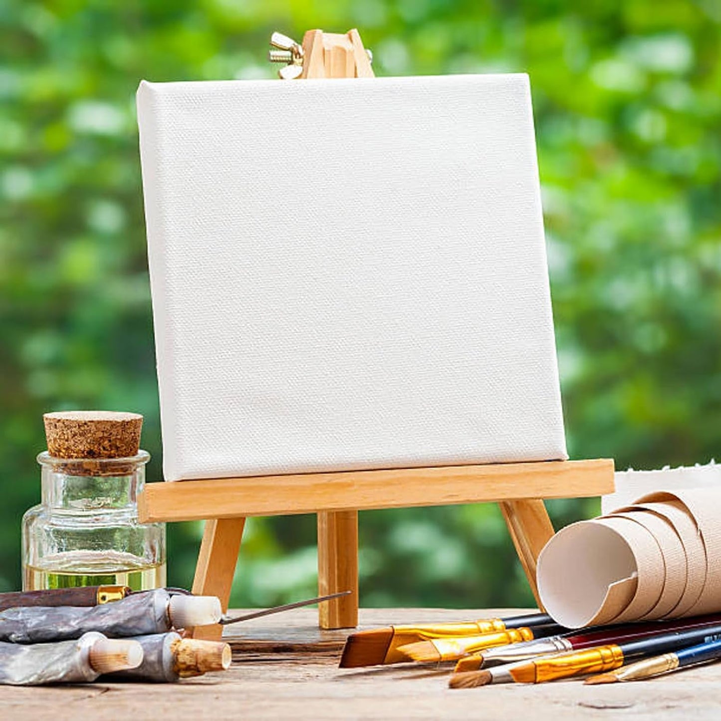 4Pack 9 Inch Pine Wood Easels, Easel Stand for Painting Canvases, Art, and Crafts, Tripod, Painting Party Easel, Kids Student Tabletop Easels for Painting, Portable Canvas Photo Picture Sign Holder