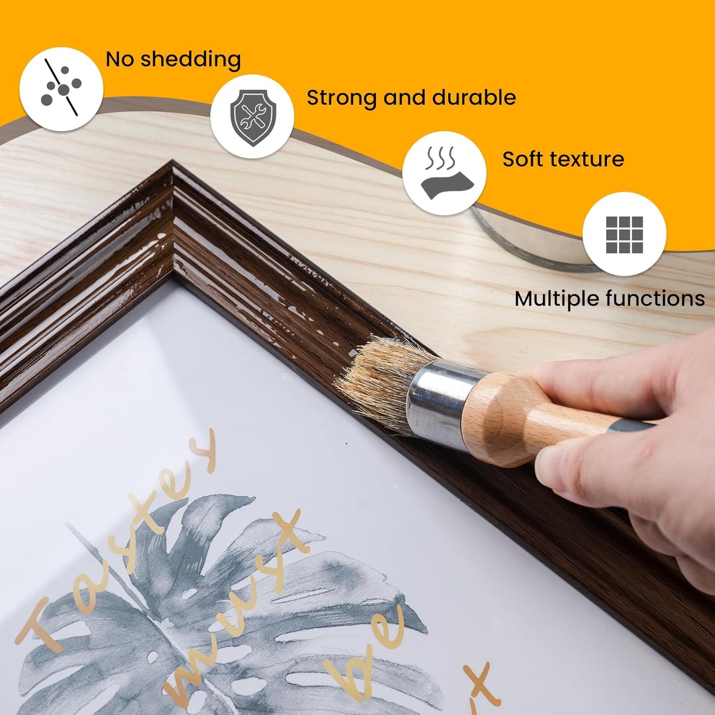 Chalk Paint Brushes Set of 4, Wax Brushes, Flat Pointed and Round Brush with Natural Bristles for Chalk Paint and Wax, Perfect for Painting or Waxing Furniture, Ideal for Home Decor