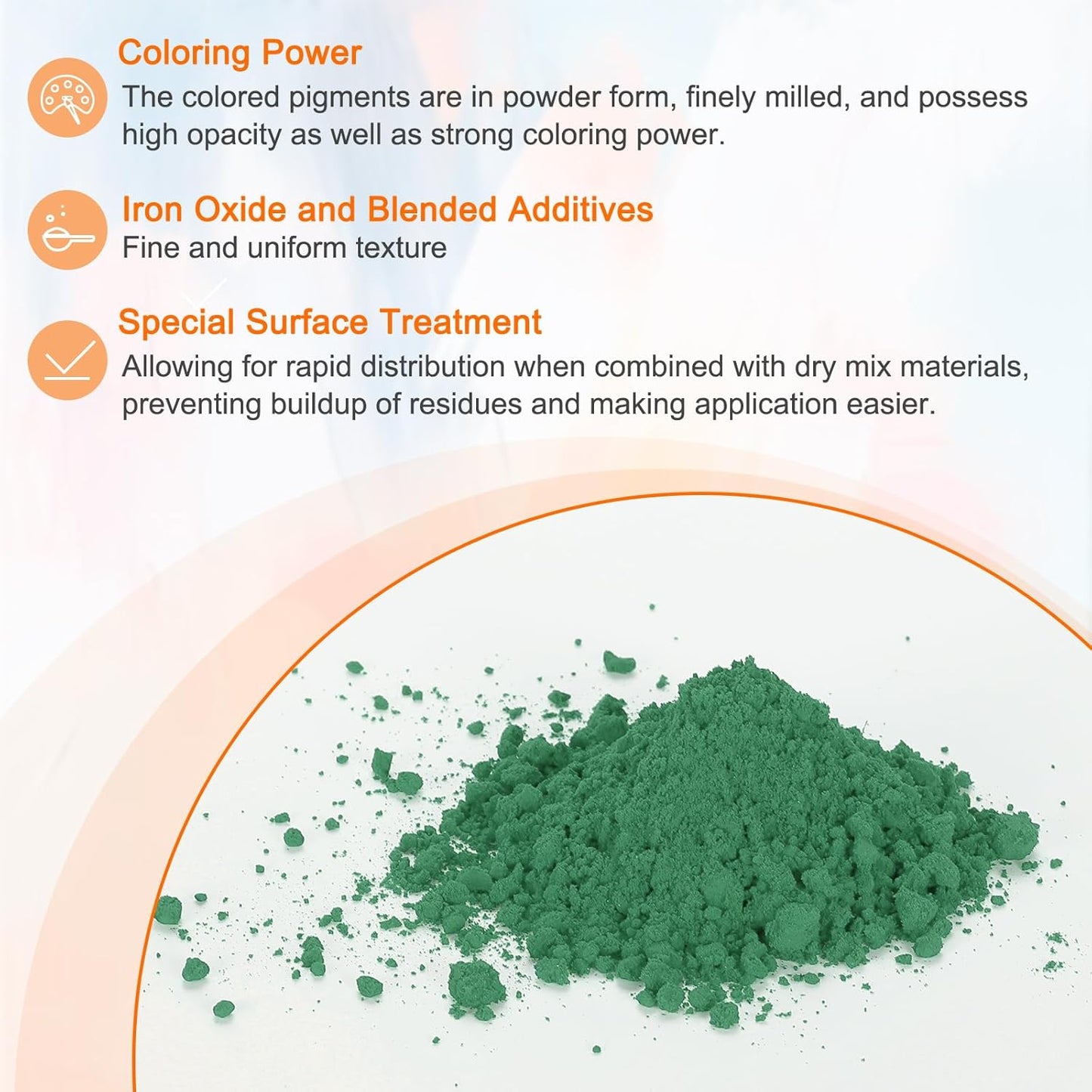 HARFINGTON Iron Oxide Powder Concrete Pigment 325 Mesh 3.5oz (100g) Iron Oxide Grout Pigment for Pastel Tile Paint Concrete Cement, Pale Green