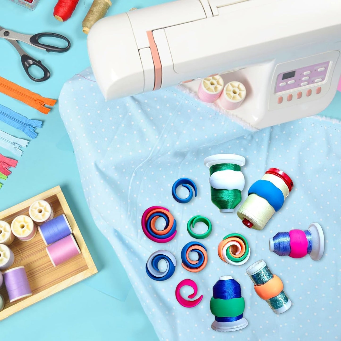 Simthread 63 Colors Compatible with Brother Polyester Embroidery Machine Thread + 20 Thread Holder Kit