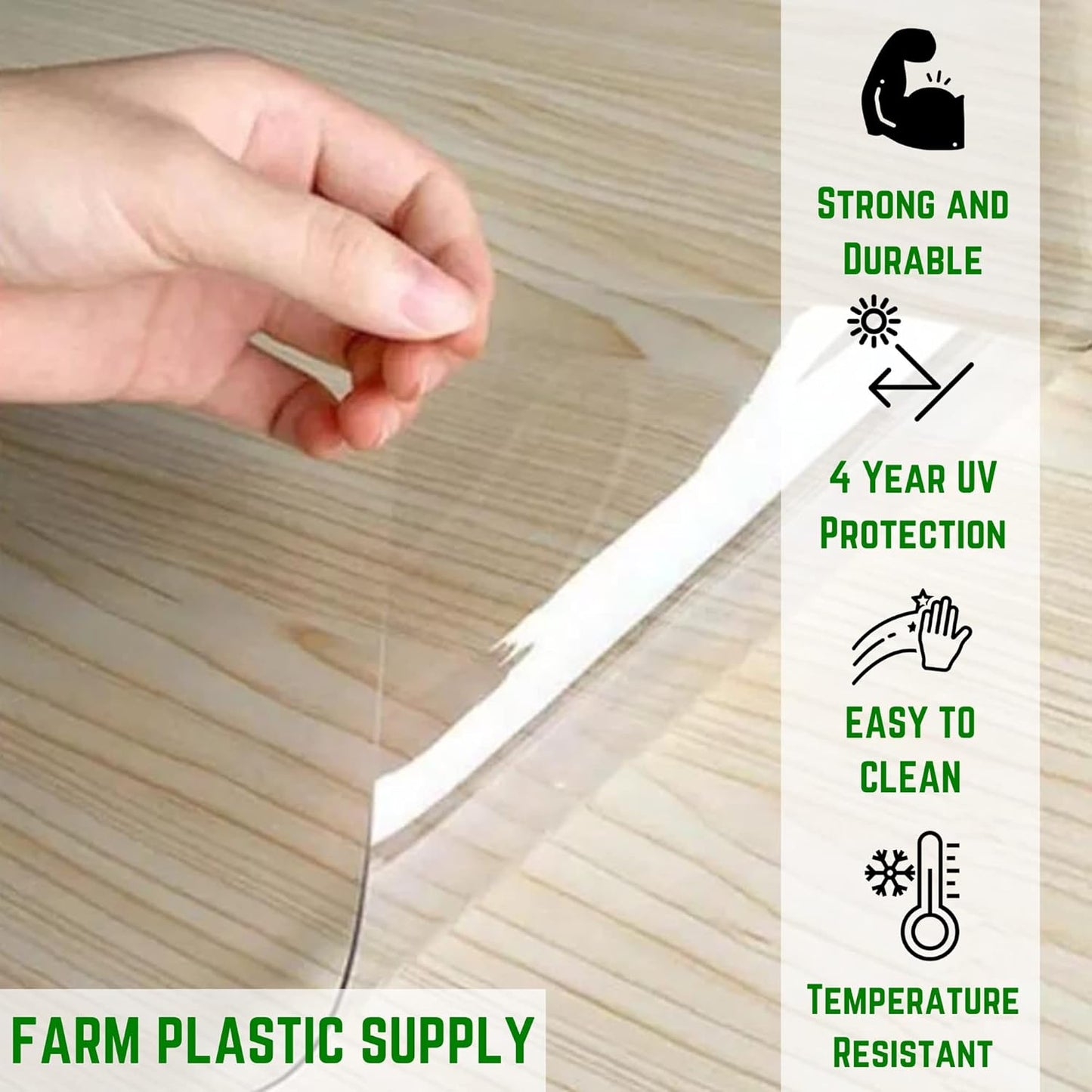 Farm Plastic Supply - Clear Vinyl Sheeting - 15 Mil - (4'6" x 20') - Vinyl Plastic Sheeting, Clear Vinyl Sheet for Storm Windows, Covering, Protection, Tablecloth Protector