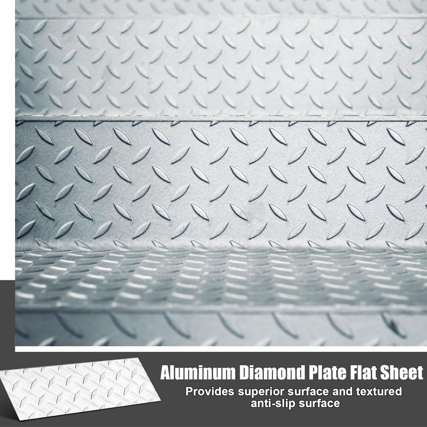 1pcs Diamond Plate Sheet Metal Heavy Duty Tread Aluminum Sheet Diamond Tread Plate for Wall Covering, Cargo Trailer, RV and More (4'' X 12'' X 0.08'',Silver)