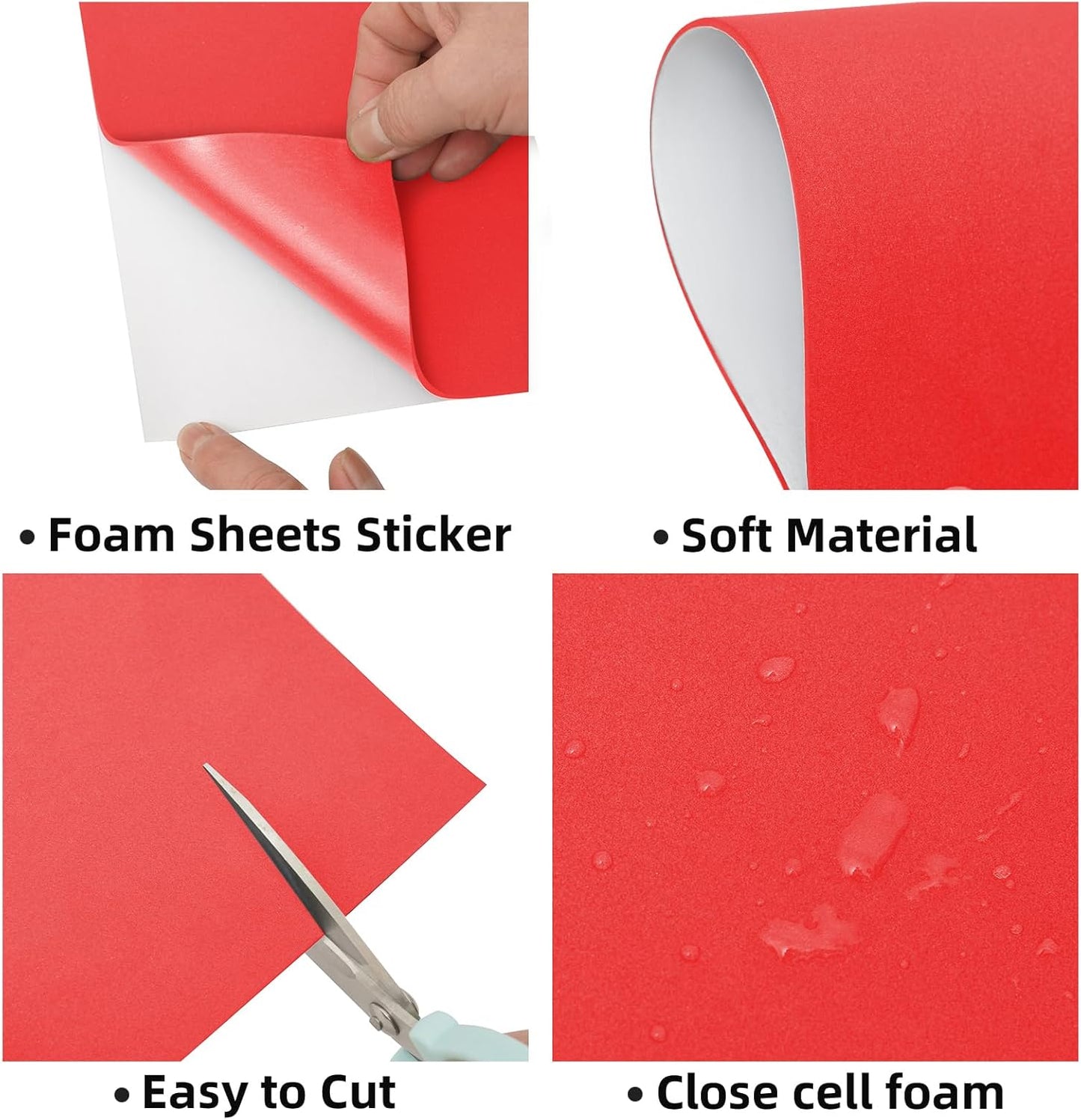 MEARCOOH Self Adhesive Foam Sheets, Red 9x12 Inch 2mm Sticky Eva Foam Paper for Crafts Cardmaking Photo Frames Classroom Scrapbooking Christmas Crafts (Red 10 Sheets)