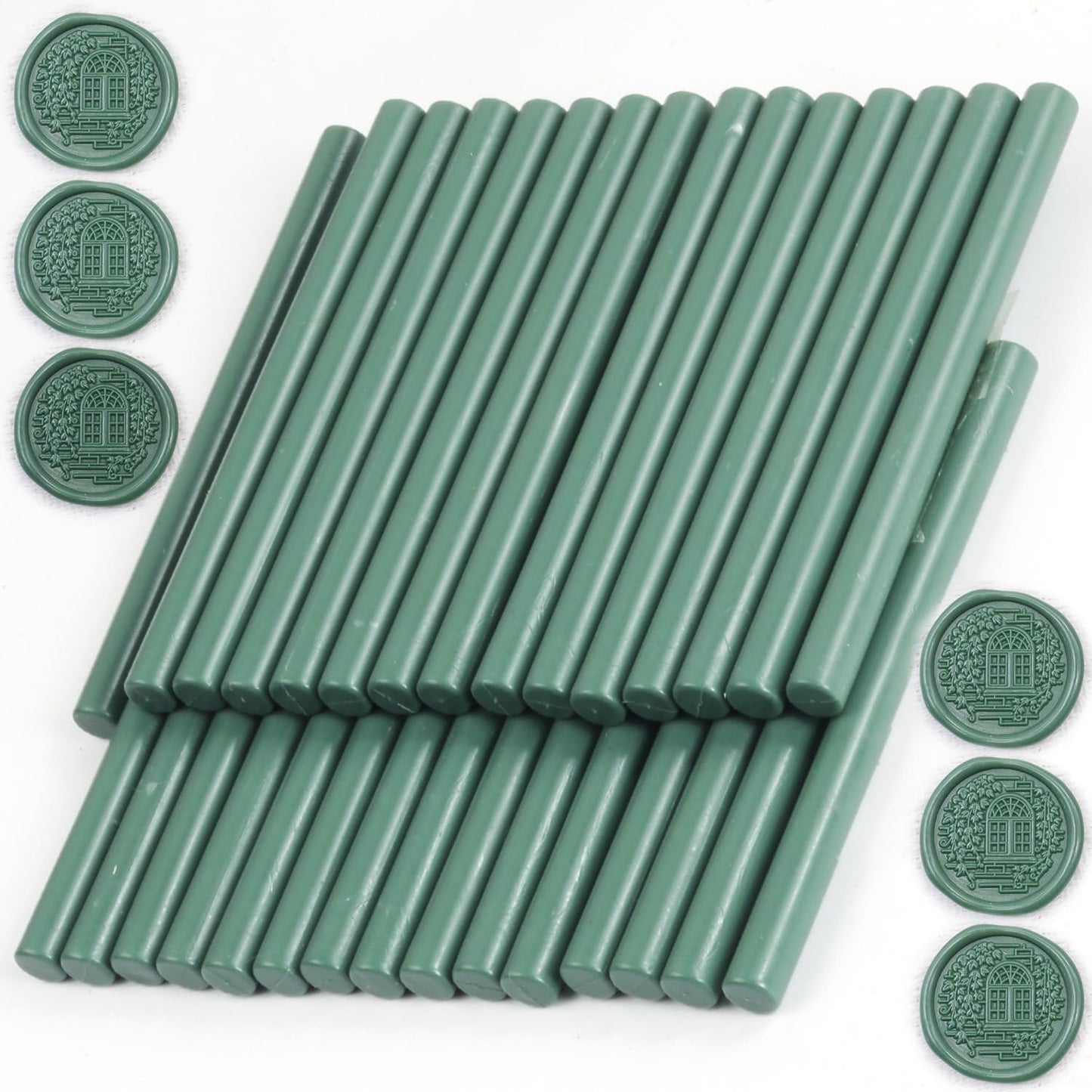 Olive Green Wax Seal Sticks, 30pcs Sealing Wax Sticks, HOSEALING Glue Gun Wax Seal Sticks for Wax Seal Stamp, Premium Sealing Wax for Wedding Invitations, Letter, Envelope (Mini Size)