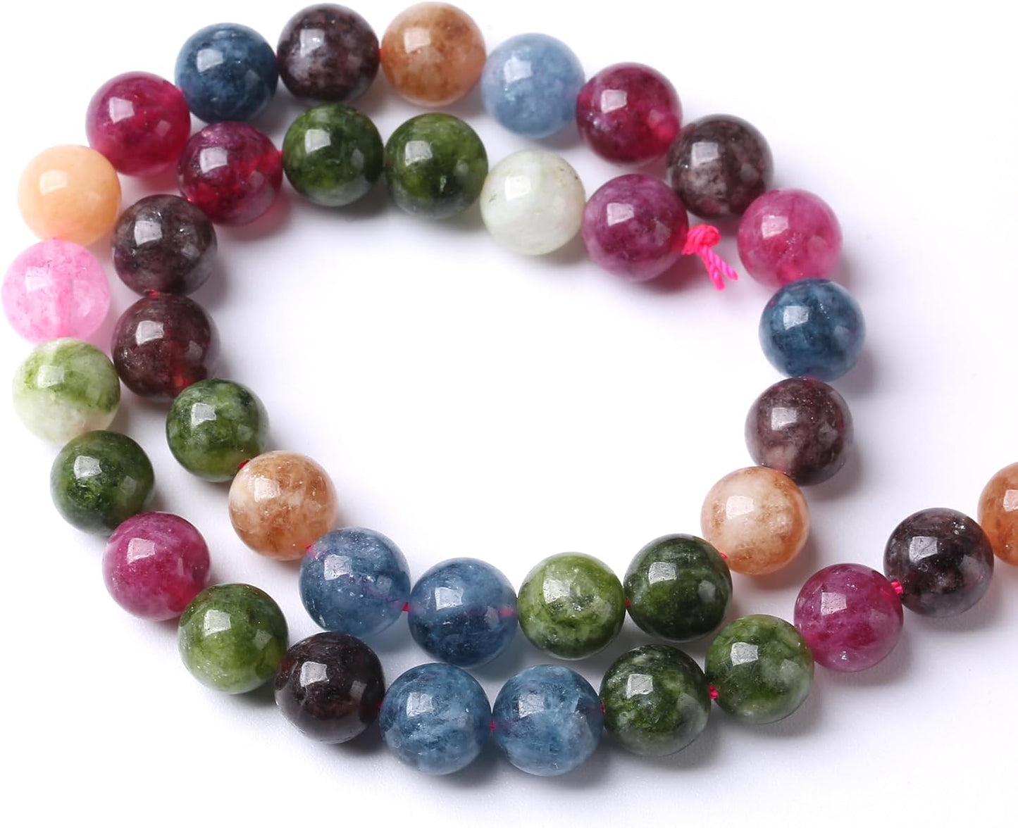 60pcs 6mm Natural Colorful Tourmaline Jade Stone Beads Round Loose Crystal Healing Energy Beads for Jewelry Making DIY Bracelet Necklace Earrings 15" (6mm, Colorful Tourmaline)