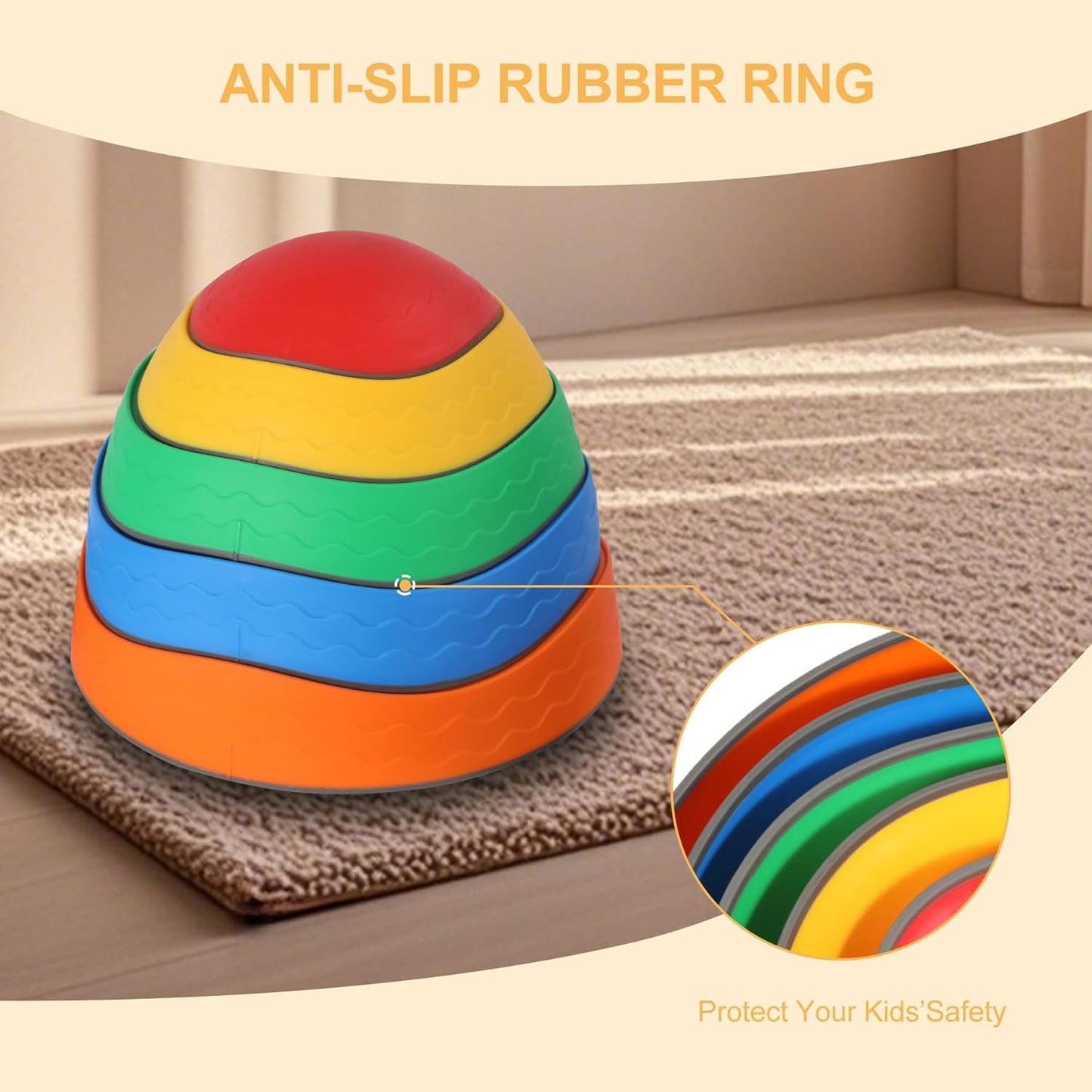 RedSwing Stepping Stones for Kids, 5pcs Non-Slip Fun Sensory Stepping Stones for Toddlers 1-3,Kid Step Stones for Balance & Coordination