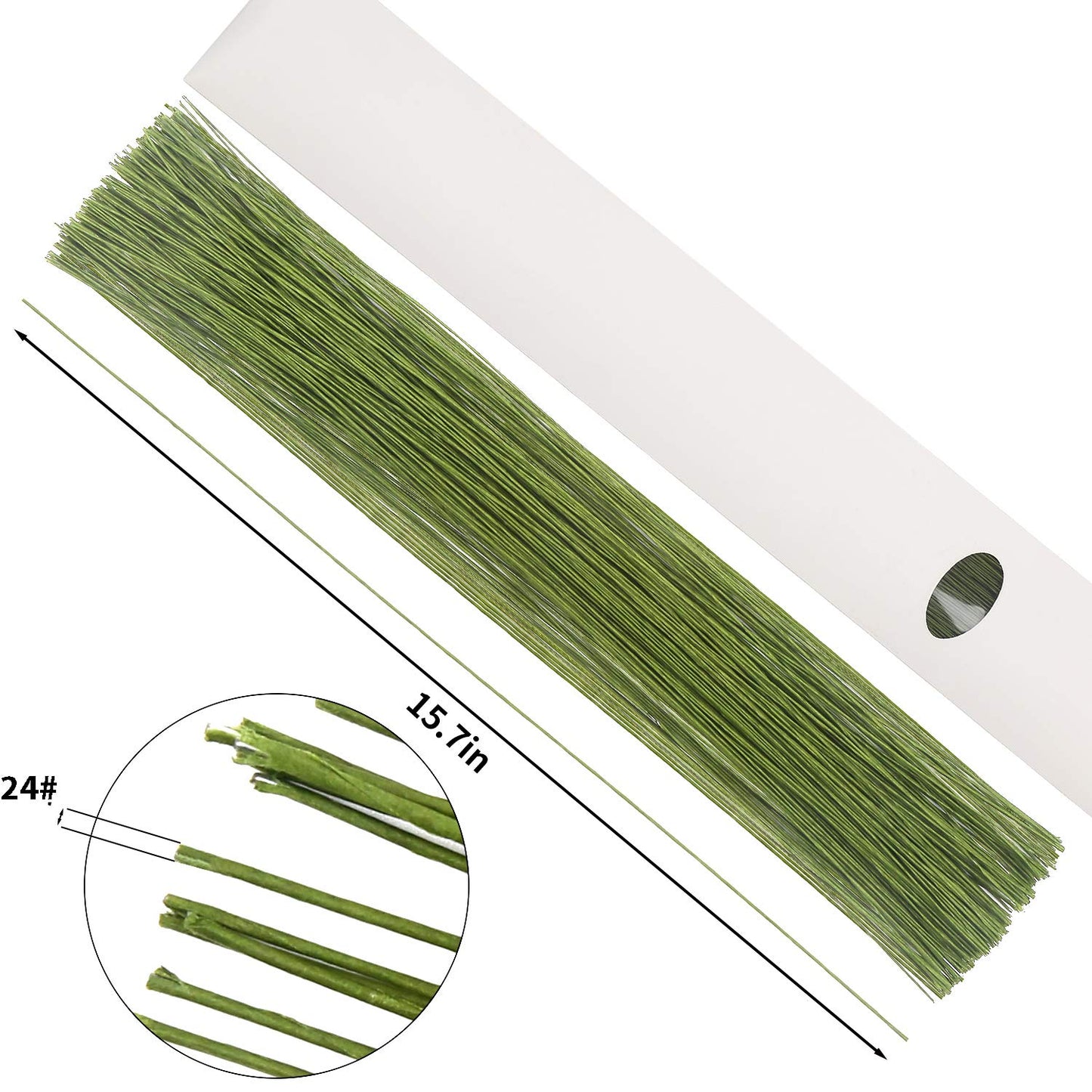 CCINEE 24 Gauge Dark Green Floral Wire Stem for Flower Arrangement Craft Supply,16 Inch,200PCS