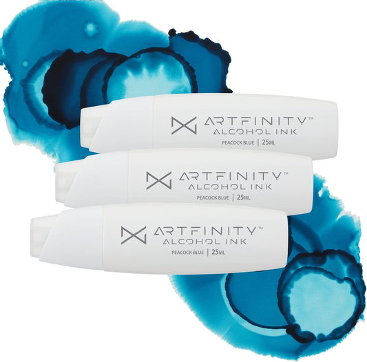 Alcohol Inks 3 Pack - Vibrant, Professional, Dye-Based Alcohol Inks for Artfinity Alcohol Markers, Artists, Drawing, & More! - Peacock Blue B1-6