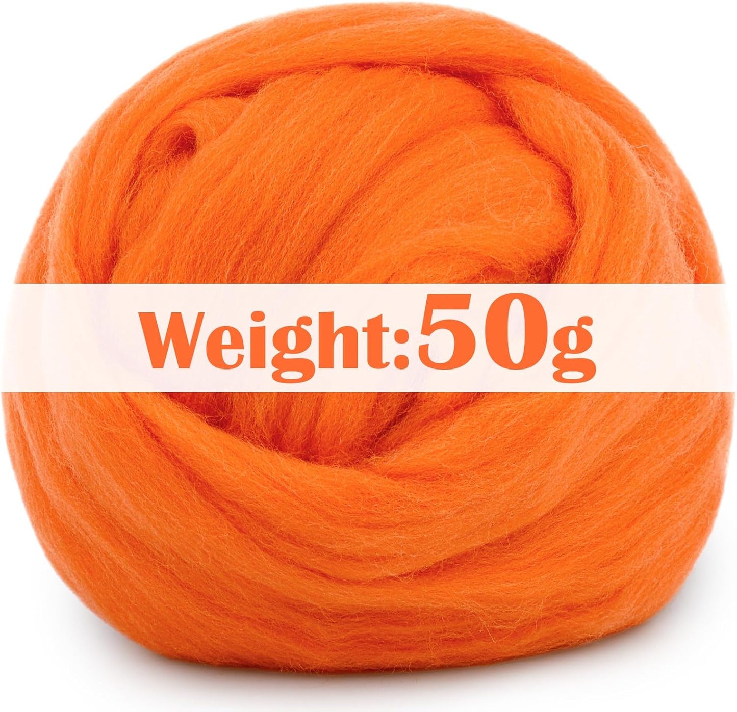 Mayboos Wool Roving Yarn, 1.76oz Colored Natural Wool Roving,Wool Felting Supplies Pure Wool Chunky Yarn for Wet Felting handcrafts and Spinning (Orange)