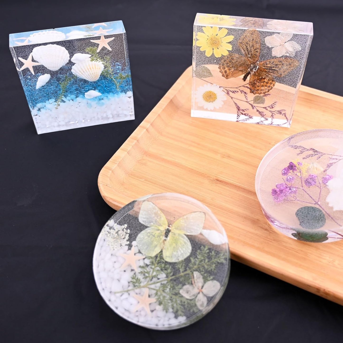 4 Resin Coaster Molds, Square Round Coaster Resin Molds, Small Coaster Silicone Molds for Resin Casting