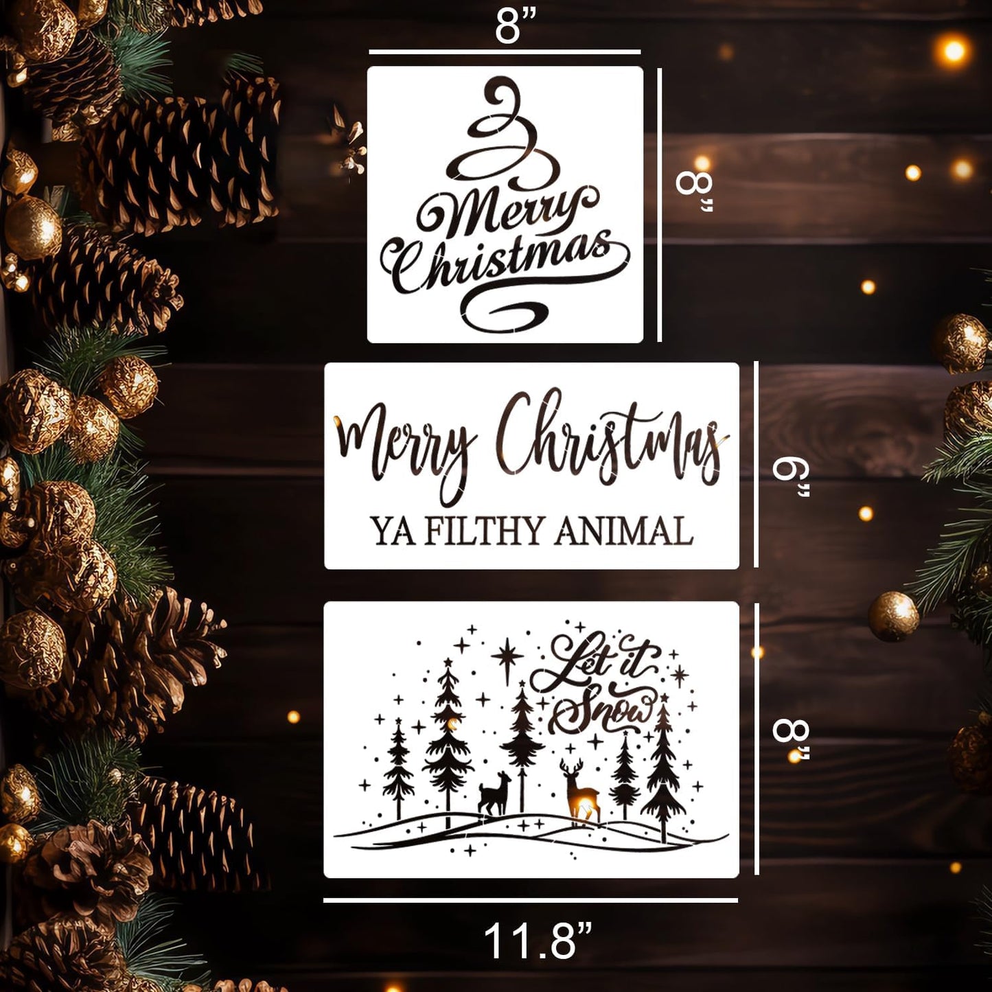 Christmas Stencils for Crafts Reusable Christmas Doormat Stencils Xmas Holiday Stencil for Painting on Wood Window Door Mats Fabrics Decor