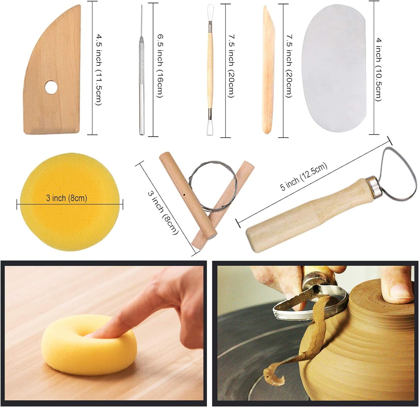 EuTengHao 61Pcs Ceramic Clay Tools Kit Pottery Tools Clay Sculpting Shapers Carving Tool Set Contains Most Essential Wooden Clay Tools for Potters Beginners