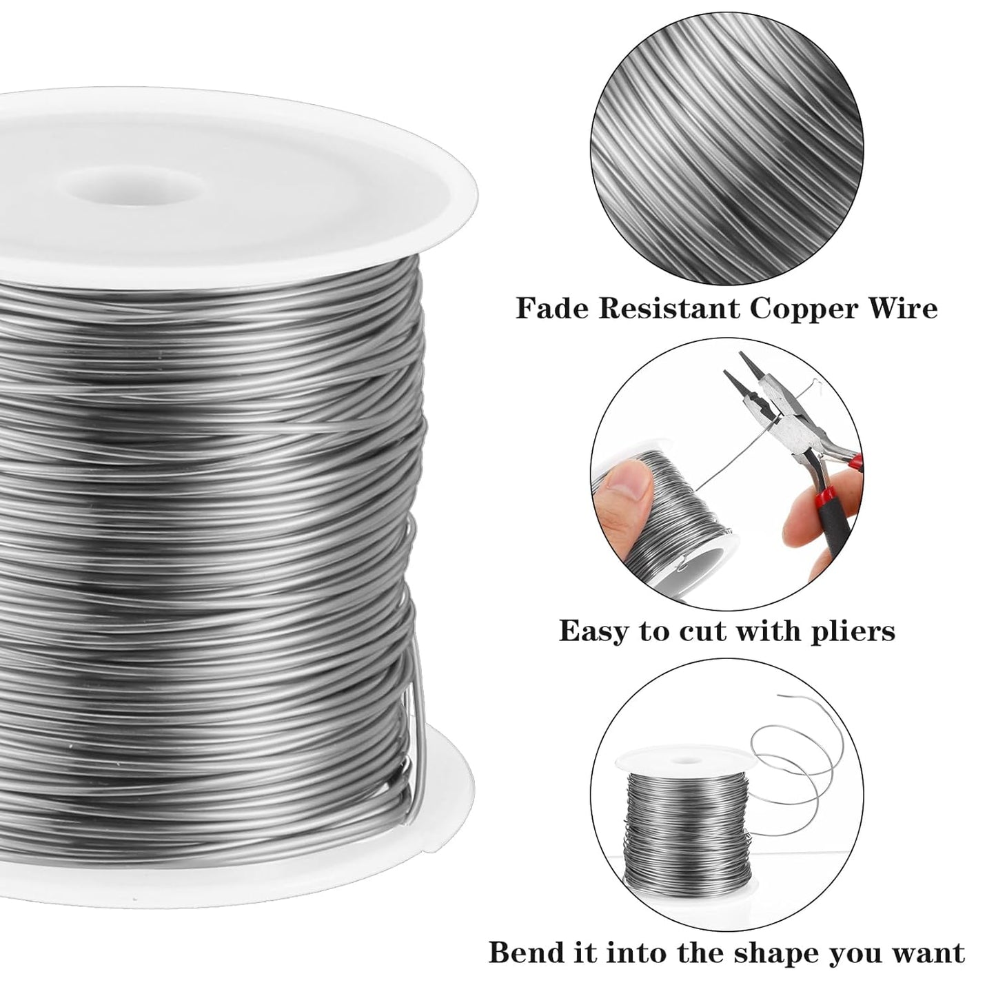 5 Rolls Jewelry Making Wire 18, 20, 22, 24, 26 Gauge Copper Craft Wire Bendable Metal Jewlery Wires Kit Silver Beading Wires for Jewelry Making Supplies and Crafting, 5 Size(Silver)