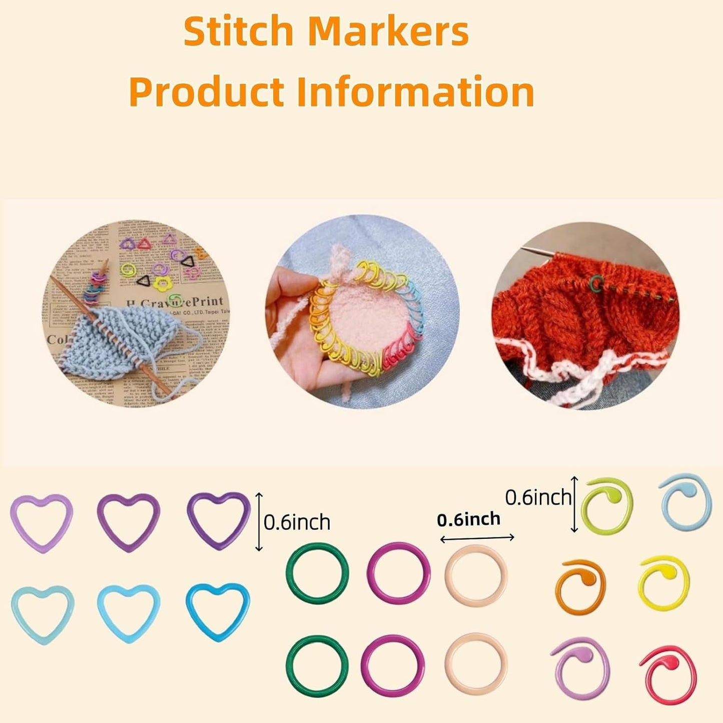 Round Shape Knitting Stitch Markers,50Pcs Multicolor Metal Stitch Markers with Floral Design Small Tin Box