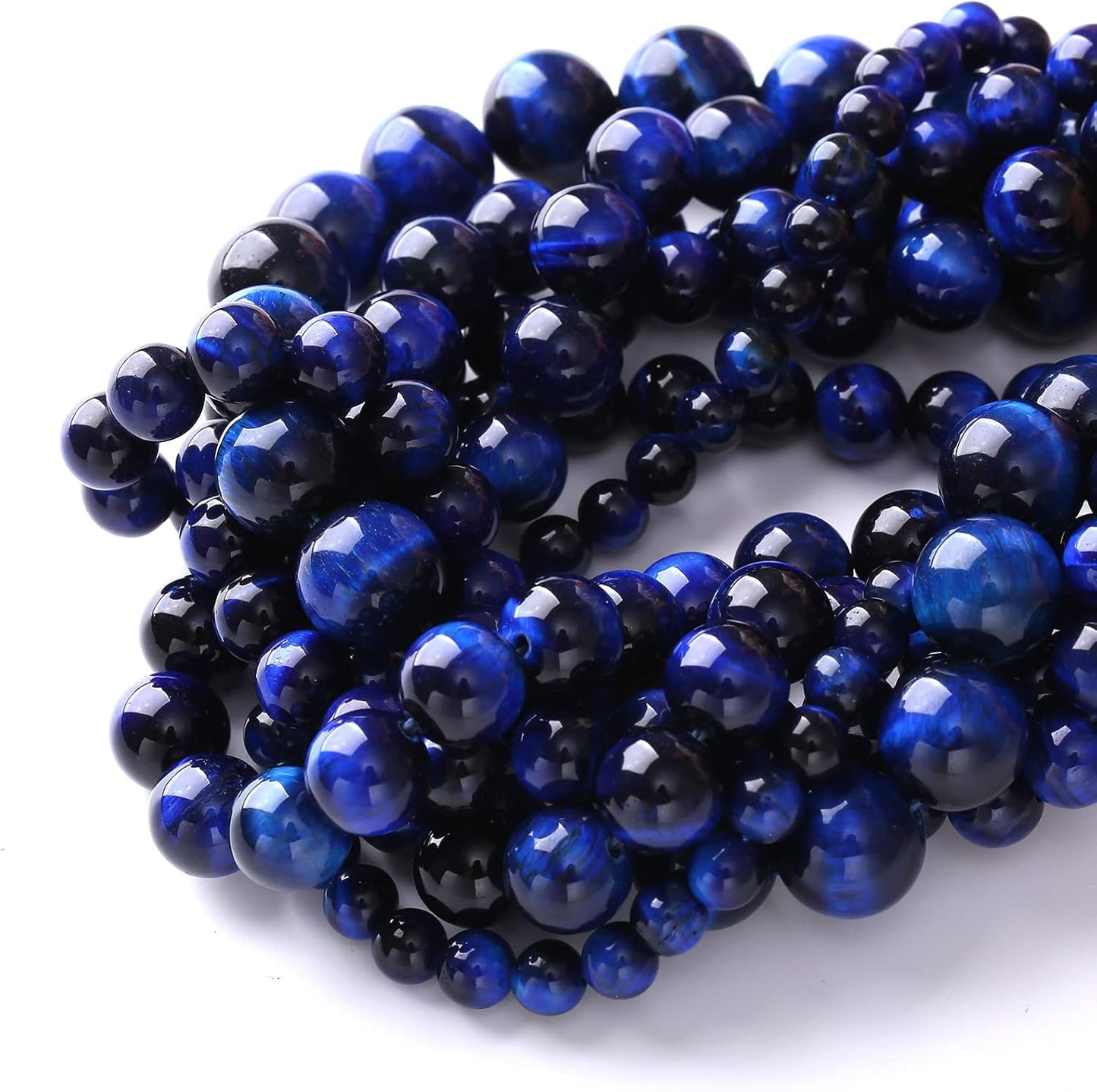 Natural Stone Lapis Blue Tiger Eye Beads Round Loose Spacer Beads for Jewelry Making DIY Bracelet Necklace 10mm 38pcs