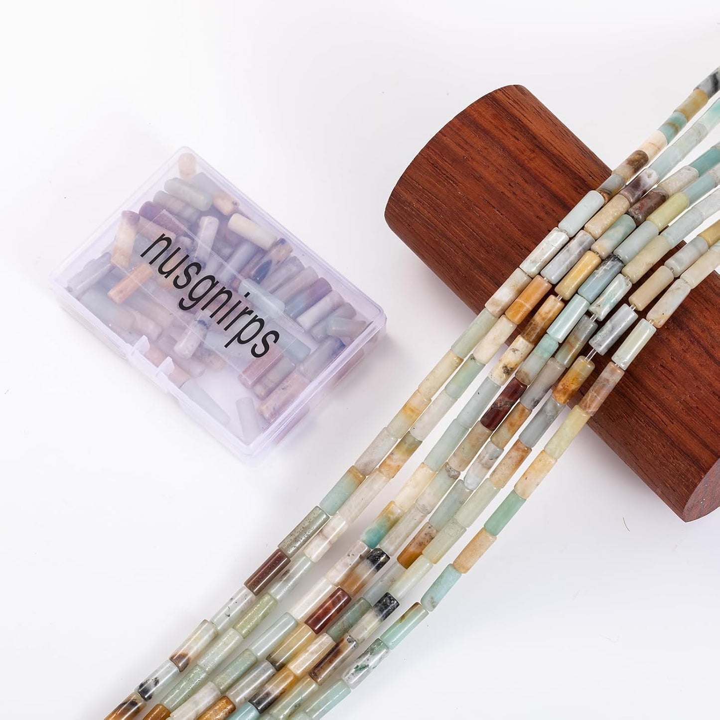 Natural Amazonite Cylinder Tube Beads 4x13mm 38cm/str Loose Semi Gemstone Stone Beads for Making Bracelets Necklace Earrings