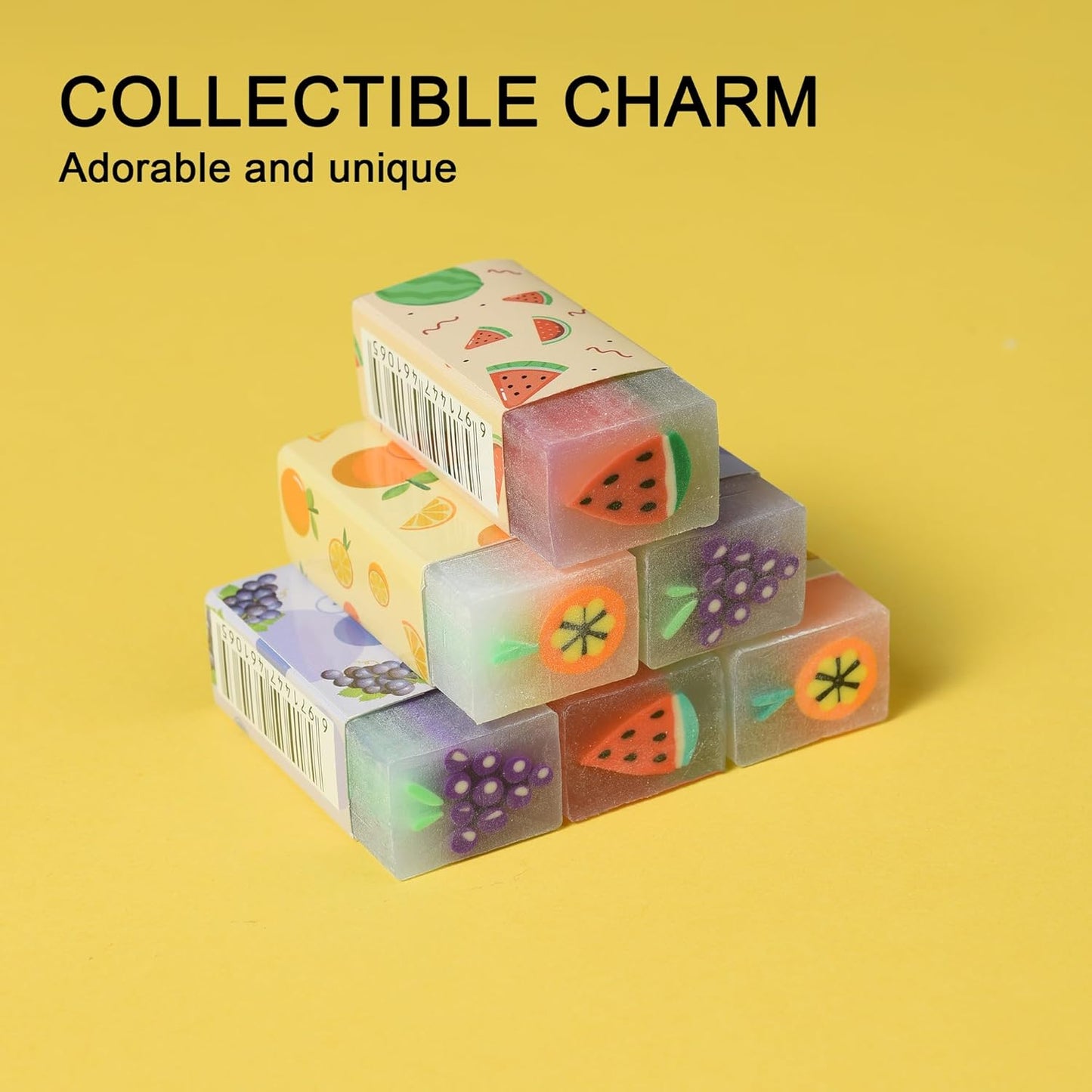 HILAZA 18Pcs Cute Fruit Erasers for Kids Bulk, Kawaii Fun Pencil Jelly Erasers for School Classroom Supplies Prize Gifts Party Favors