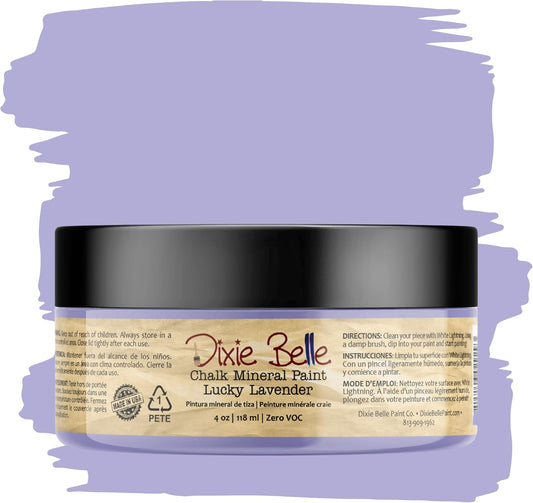 Dixie Belle Paint Company Chalk Finish Furniture Paint - Lucky Lavender (4oz) - Matte Pastel Purple Chic Chalk Mineral DIY Furniture Paint