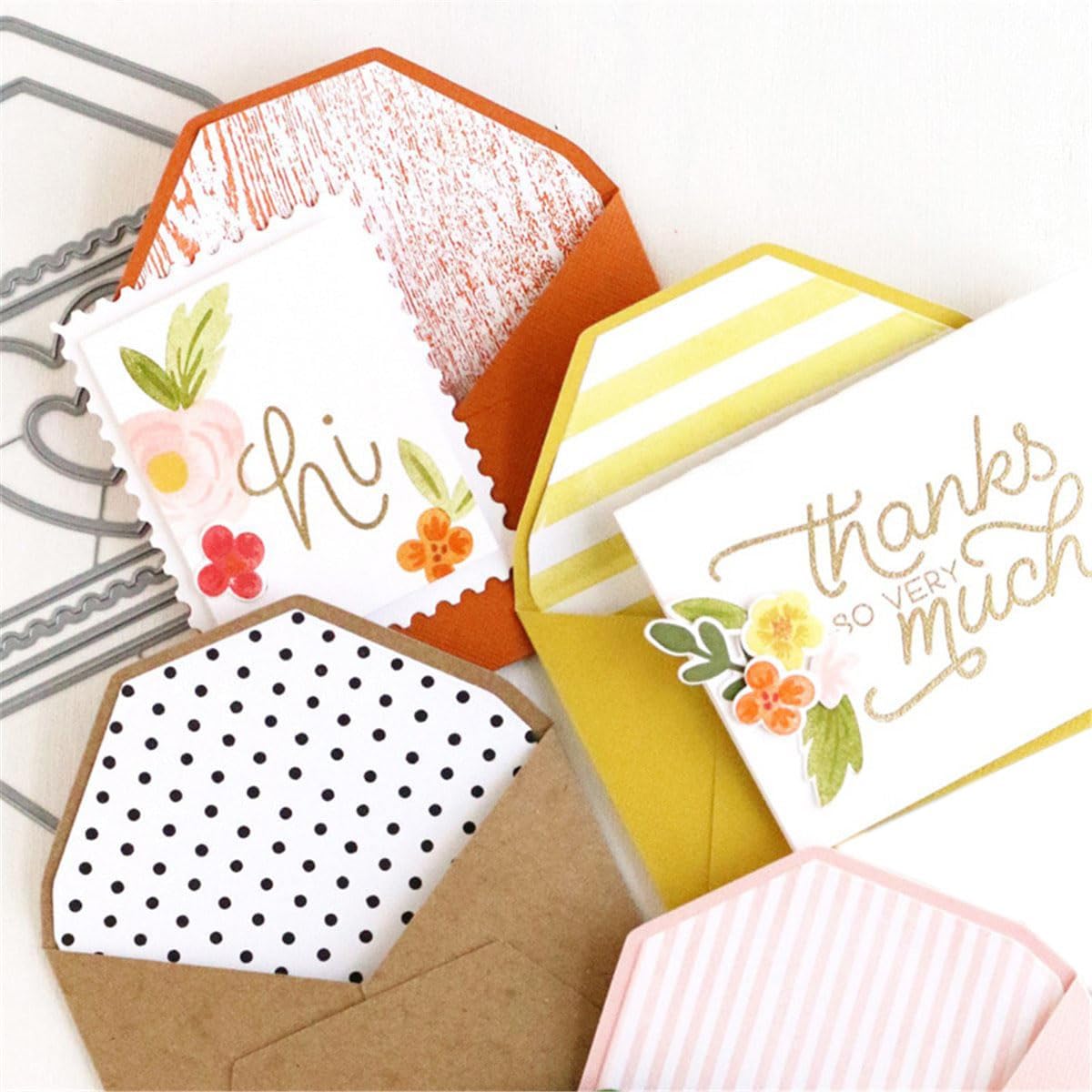 Cutting Dies Metal Stencils Scrapbooking Tools Flowers Lace Frame DIY Embossing Template for Paper Card Making Album Arts Crafts Supplies (Frame 1-Love envelope-14.3x11.3cm)