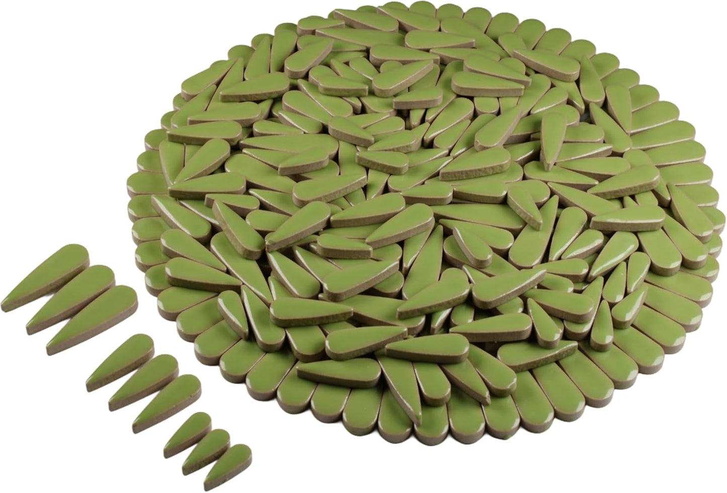 200g Petal Droplet Shaped Ceramic Mosaic Tiles for Crafts, Vibrant Colors, Ceramic Tiles for Mosaic Making Kits, DIY Arts and Crafts (Light Green)