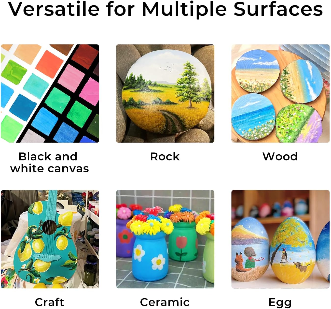 ARTME Acrylic Paint Set, 60 Colors in 2oz/60ml Bottles, Non Toxic, Waterproof, Rich Pigments Acrylic Paint for Artists, Students, Beginners Painting on Rocks Canvas Wood Clay Fabric Ceramic Crafts