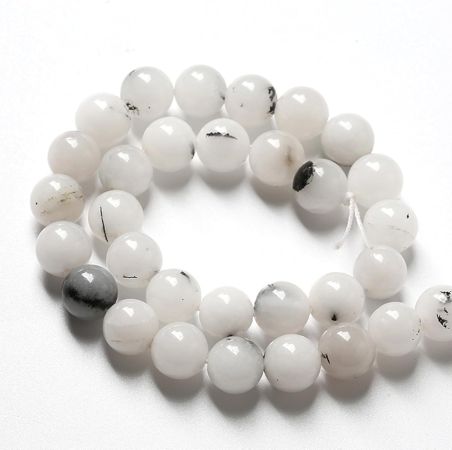 60pcs 6mm Natural Black Rutilated Quartz Crystal Jade Stone Beads for Jewelry Making Energy Healing Power Stone Beads DIY Bracelet Necklace Accessories 15" (6mm, Black Rutilated Quartz Jade)