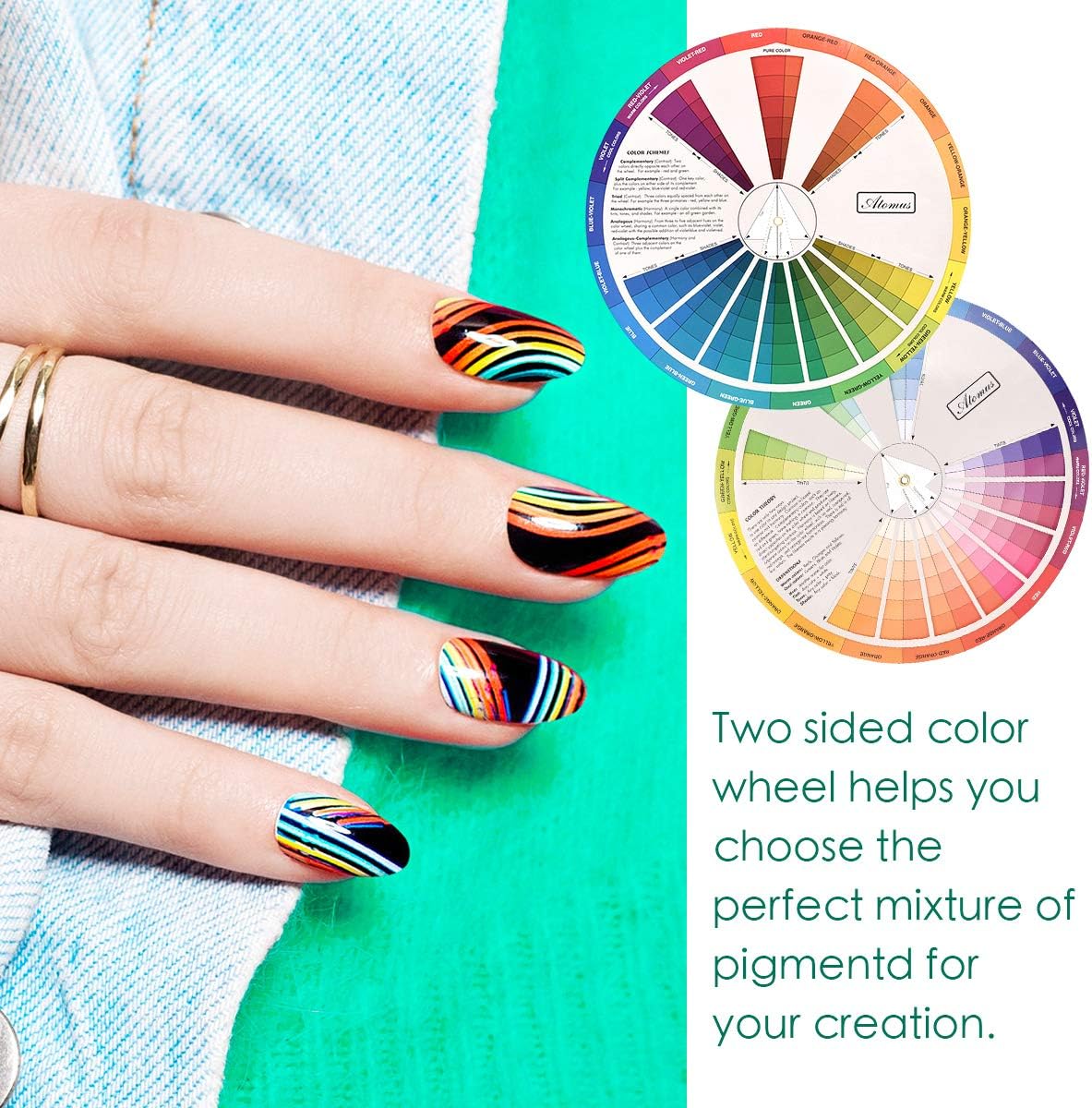 Creative Color Wheel, Paint Mixing Learning Guide Art Class Teaching Tool for Makeup Blending Board Chart Color Mixed Guide Mix Colours (9.25inch)