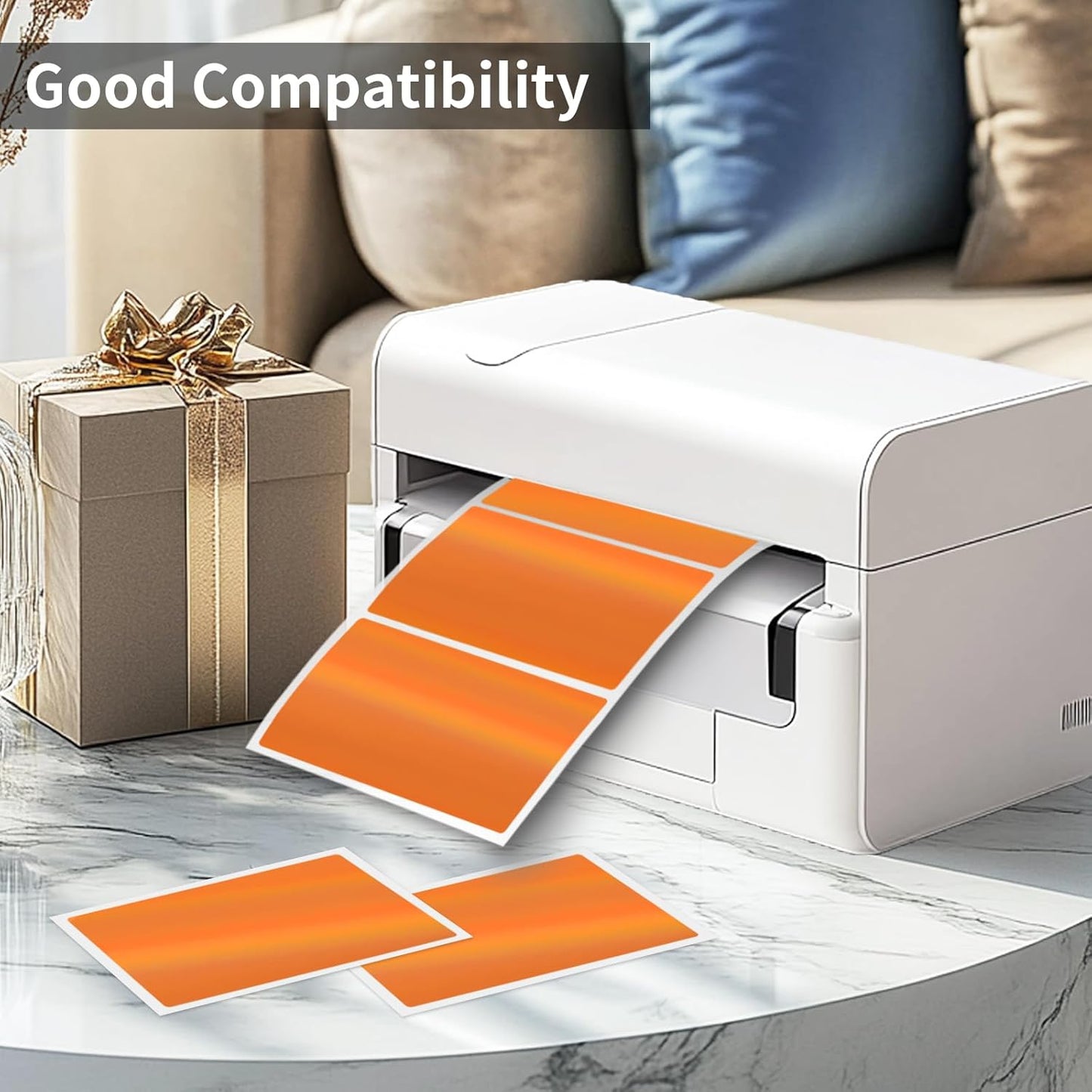 2" x 3" Holographic Thermal Label Stickers Orange,Printable Rainbow Glitter Thermal Printer Sticker Labels for Gift Wrapping, Self-Adhesive Name Price Tag DIY Custom Logo Design (280 pcs)