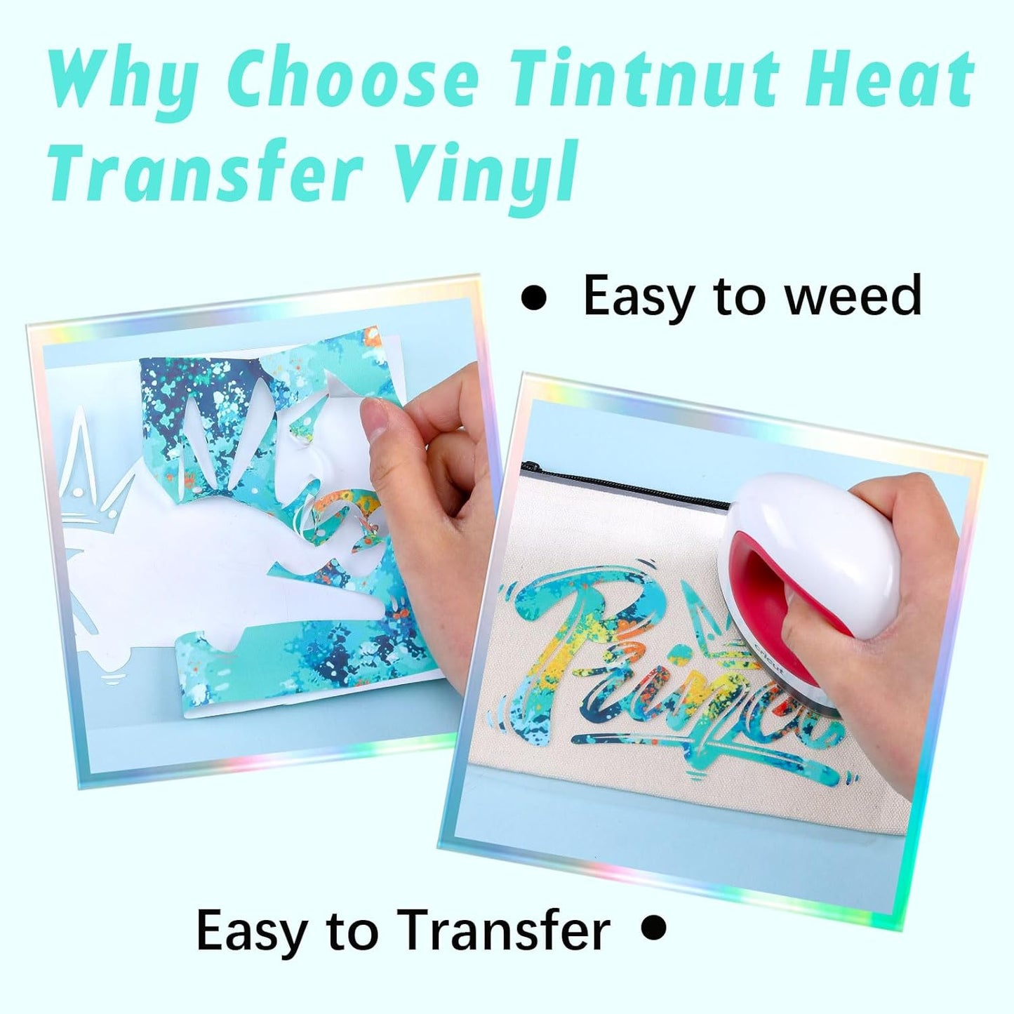Tintnut Blue Splatter Heat Transfer Vinyl - 6 Sheets 10"x12" Watercolor HTV Patterned HTV Iron On Vinyl for T-Shirts Hats Clothes, Compatible with Cricut & Silhouette Cameo