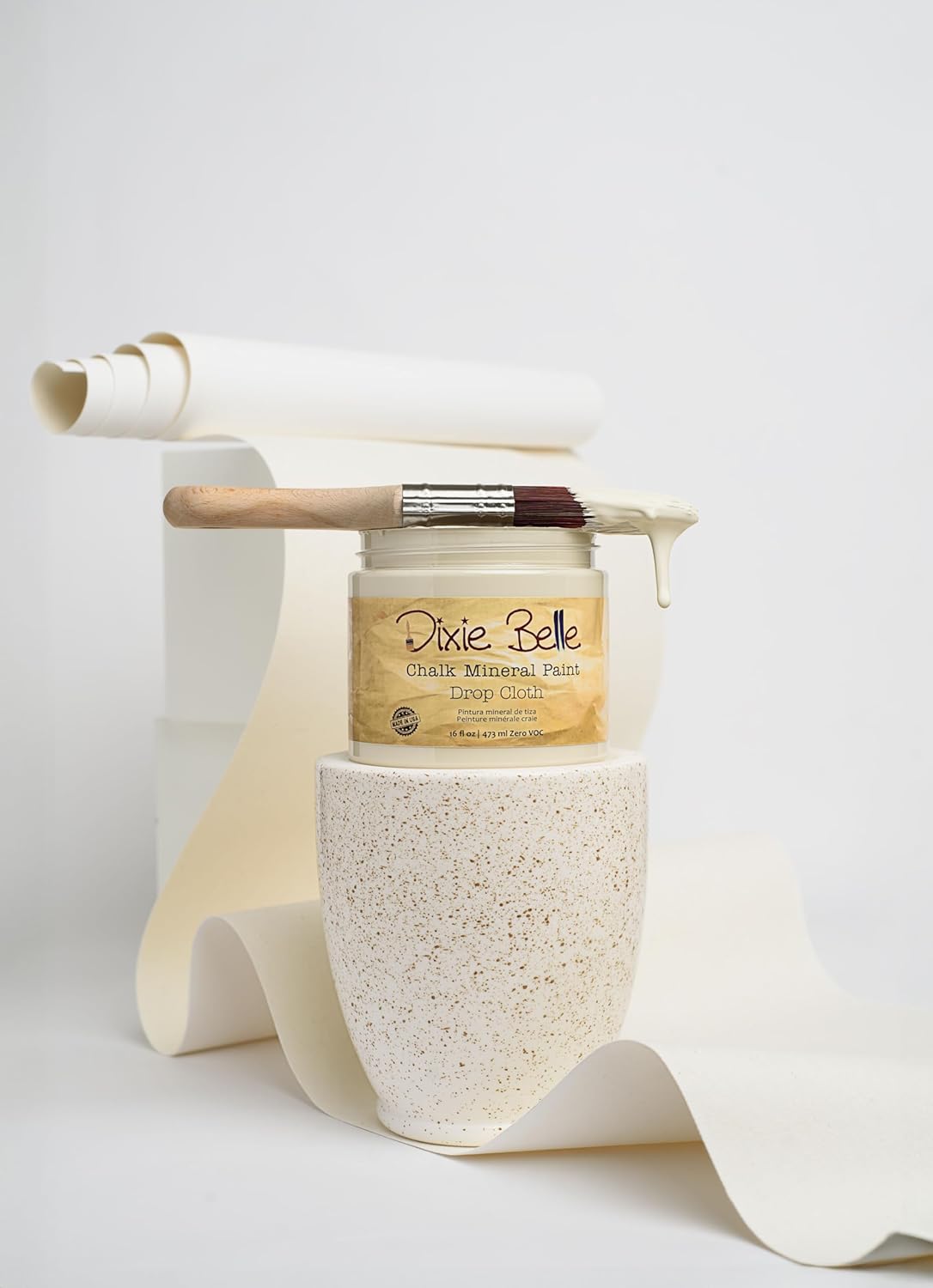 Dixie Belle Paint Company Chalk Finish Furniture Paint - Drop Cloth (4oz) - Matte Linen White Chic Chalk Mineral DIY Furniture Paint